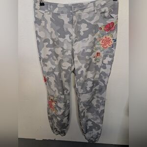 Sundance Camouflage Joggers with Floral Embroidery Size 14